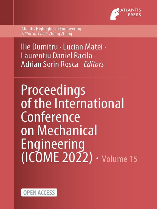 Title details for Proceedings of the International Conference on Mechanical Engineering (ICOME 2022) by Ilie Dumitru - Available